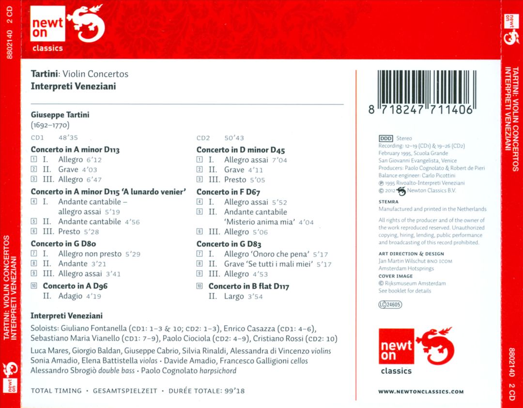 Tartini: Violin Concertos cover art