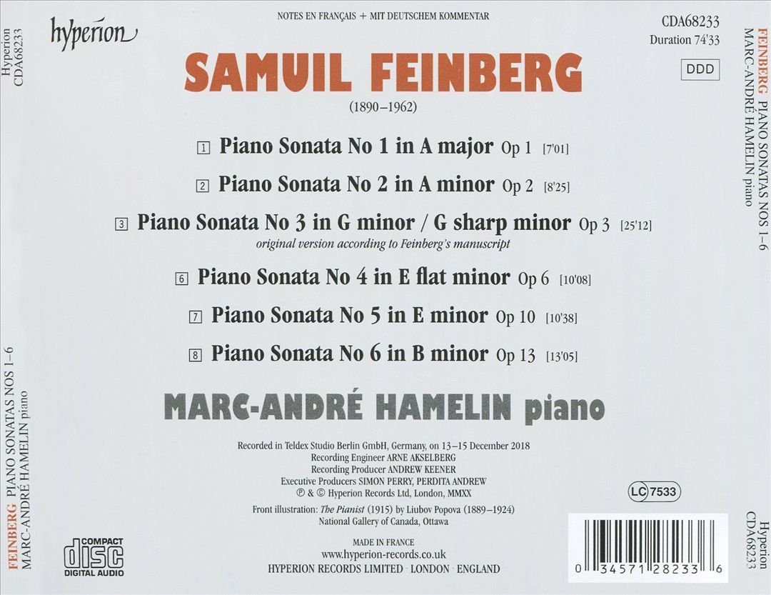 Samuel Feinberg: Piano Sonatas 1-6 cover art