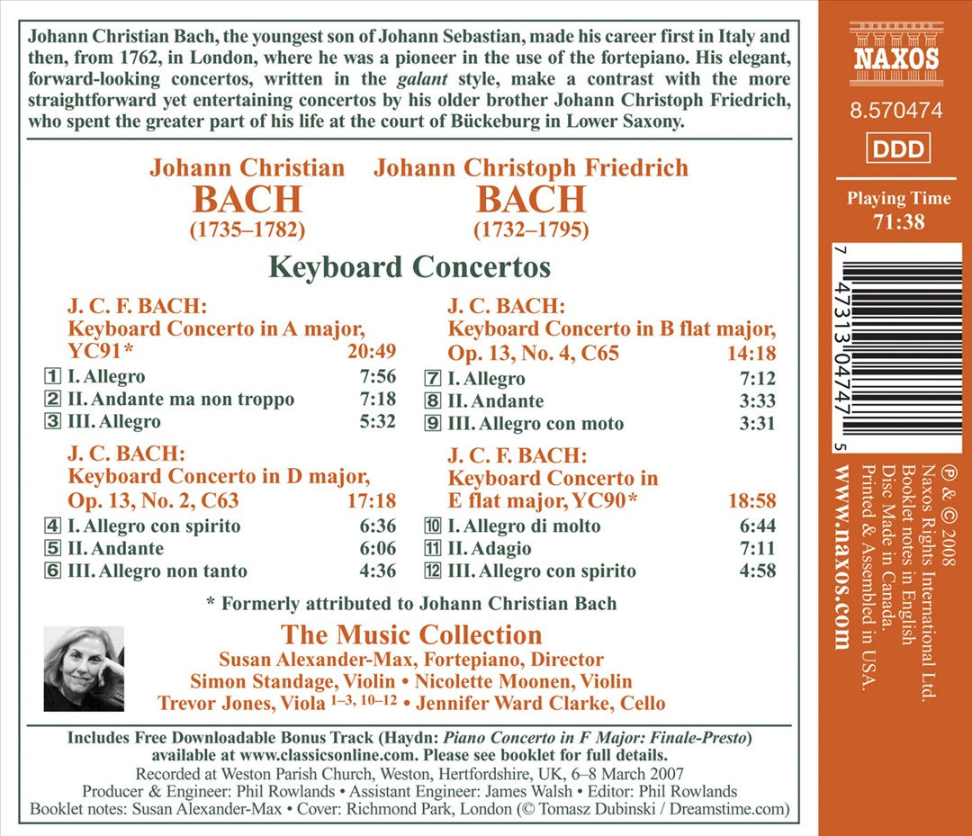 Johann Christian & Johann Christoph Friedrich Bach: Keyboard Concertos cover art