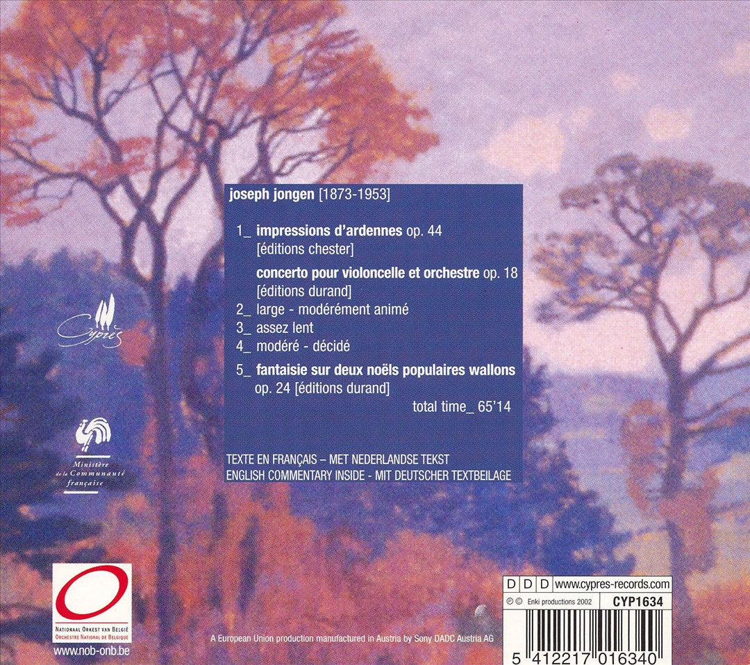 Joseph Jongen: Impressions d'Ardennes; Concerto pour Violoncelle; Fantaisie cover art