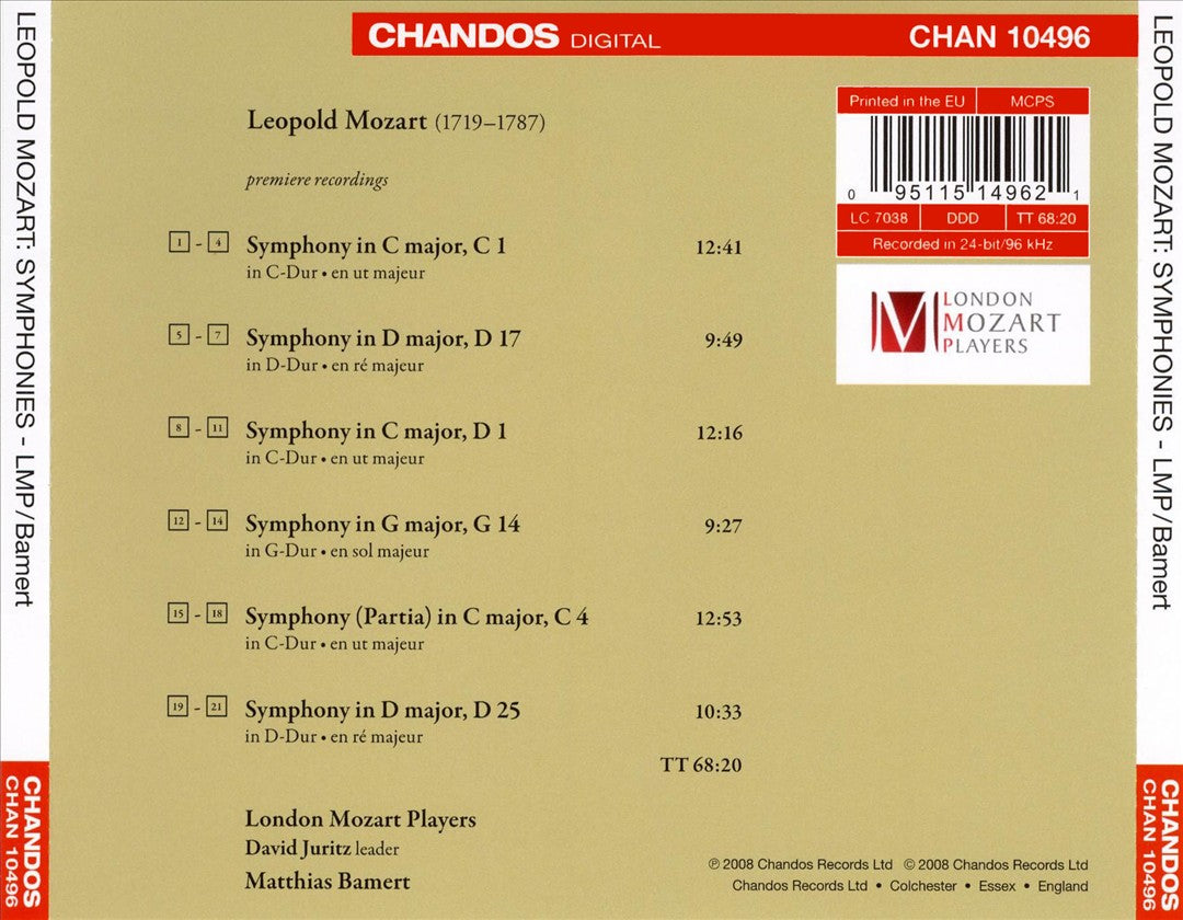 Leopold Mozart: Symphonies cover art