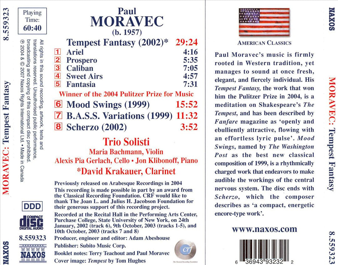 Paul Moravec: Tempest Fantasy; Mood Swings; B.A.S.S. Variations; Scherzo cover art