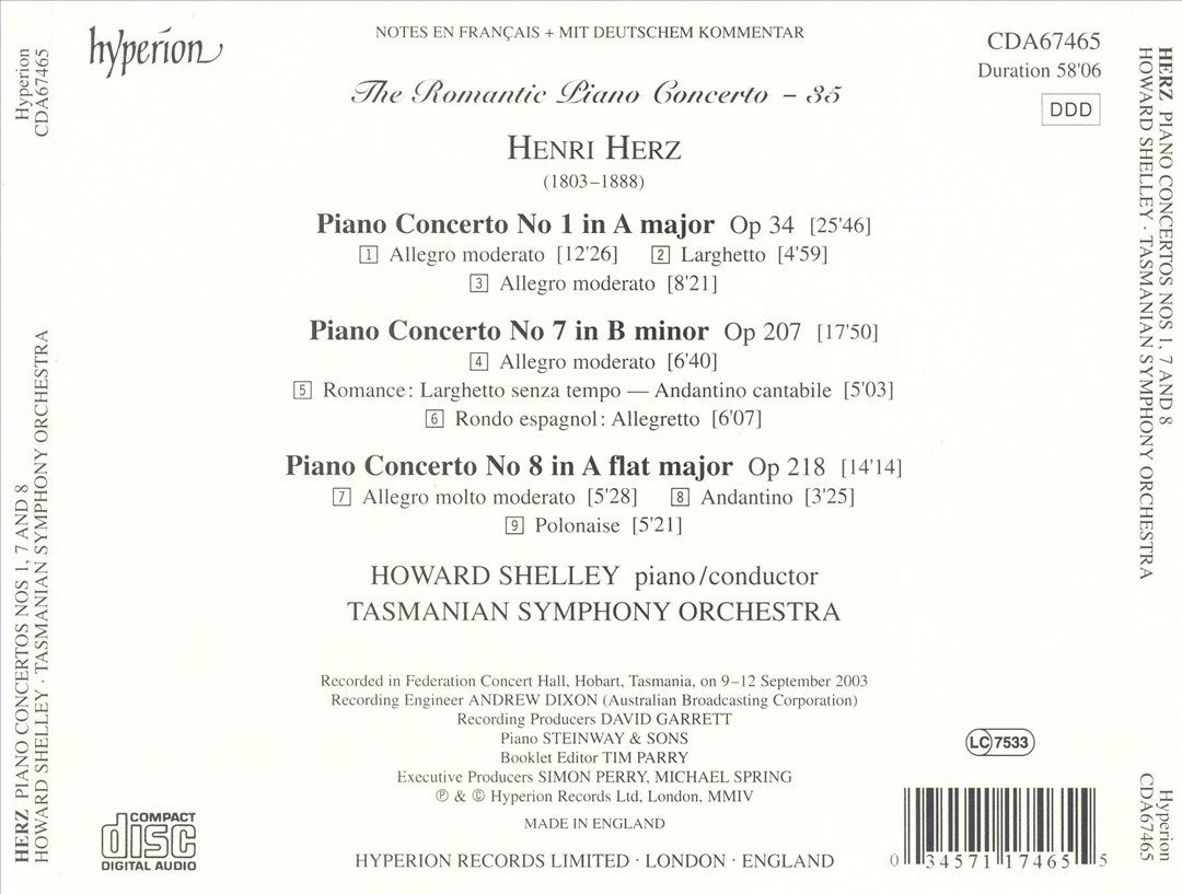 Romantic Piano Concerto, Vol. 35: Herz - Piano Concertos Nos. 1, 7 & 8 cover art