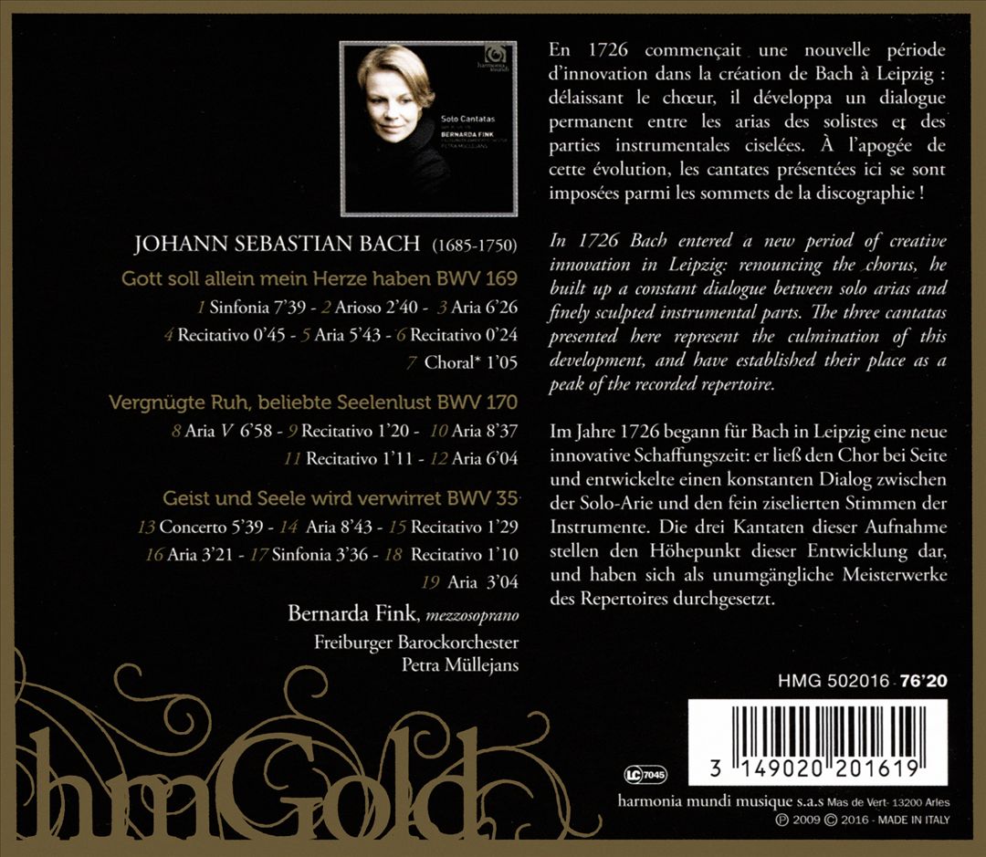 Bach: Solo Cantatas BWV 35, 169, 170 cover art