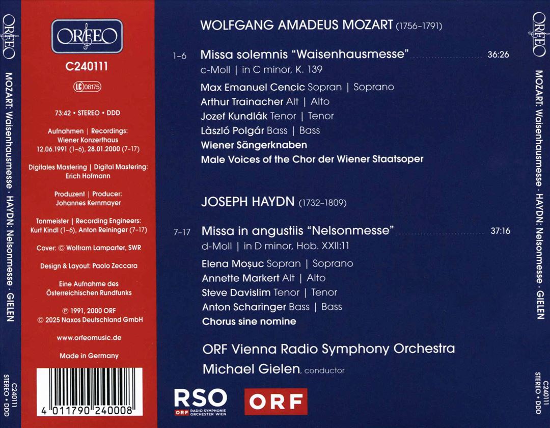 Mozart: Waisenhausmesse, K. 139; Haydn: Nelsonmesse, Hob. XXII:11 cover art