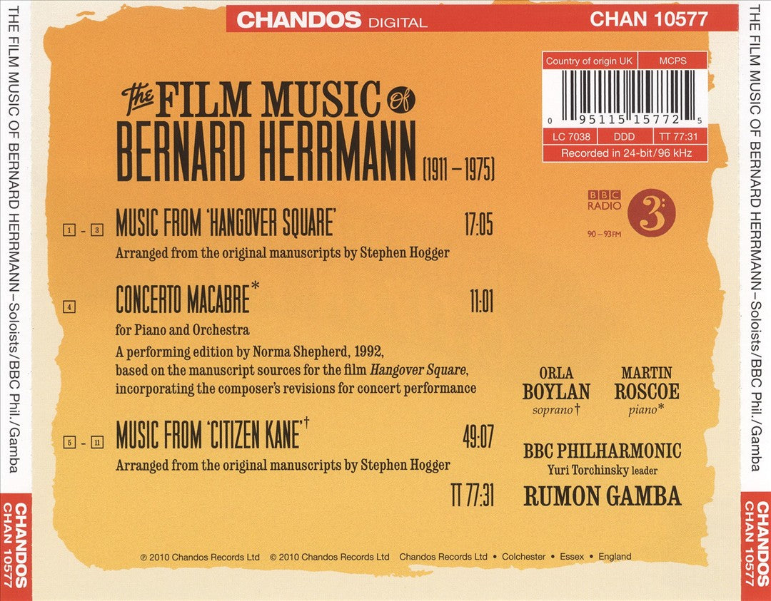 Film Music of Bernard Herrmann: Hangover Square & Citizen Kane cover art