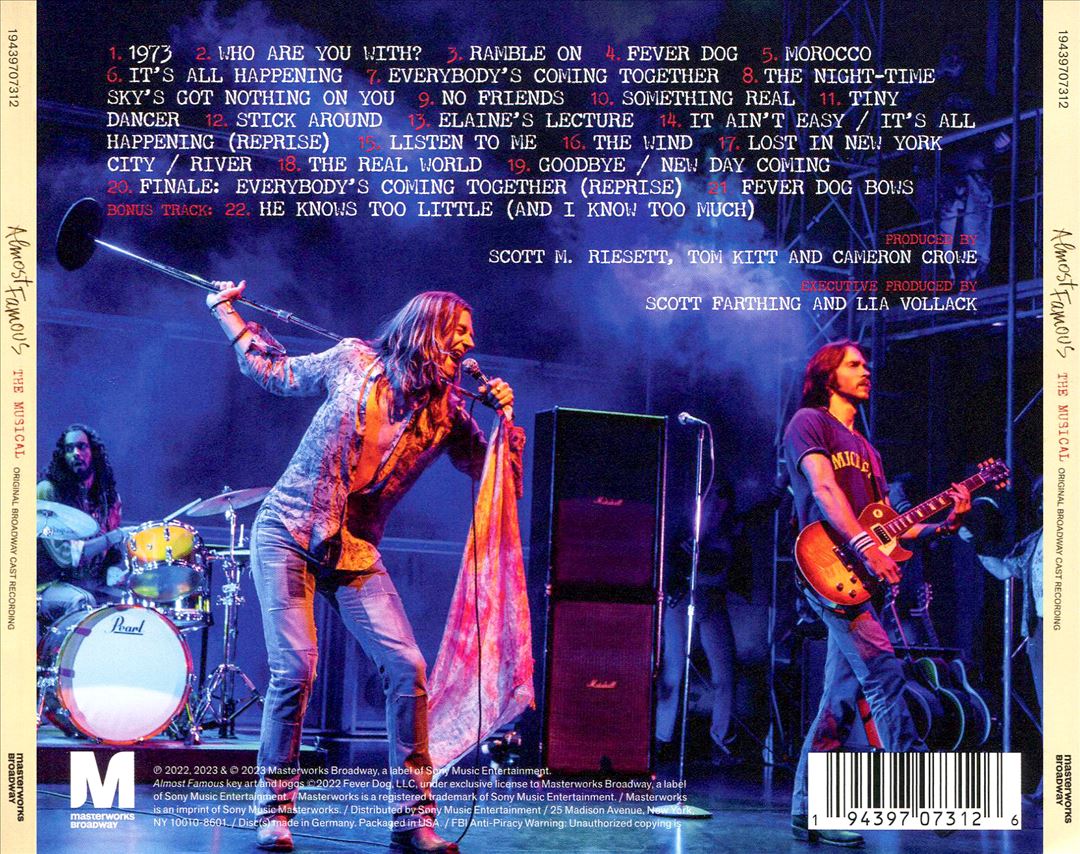 Almost Famous the Musical: 1973 Bootleg cover art