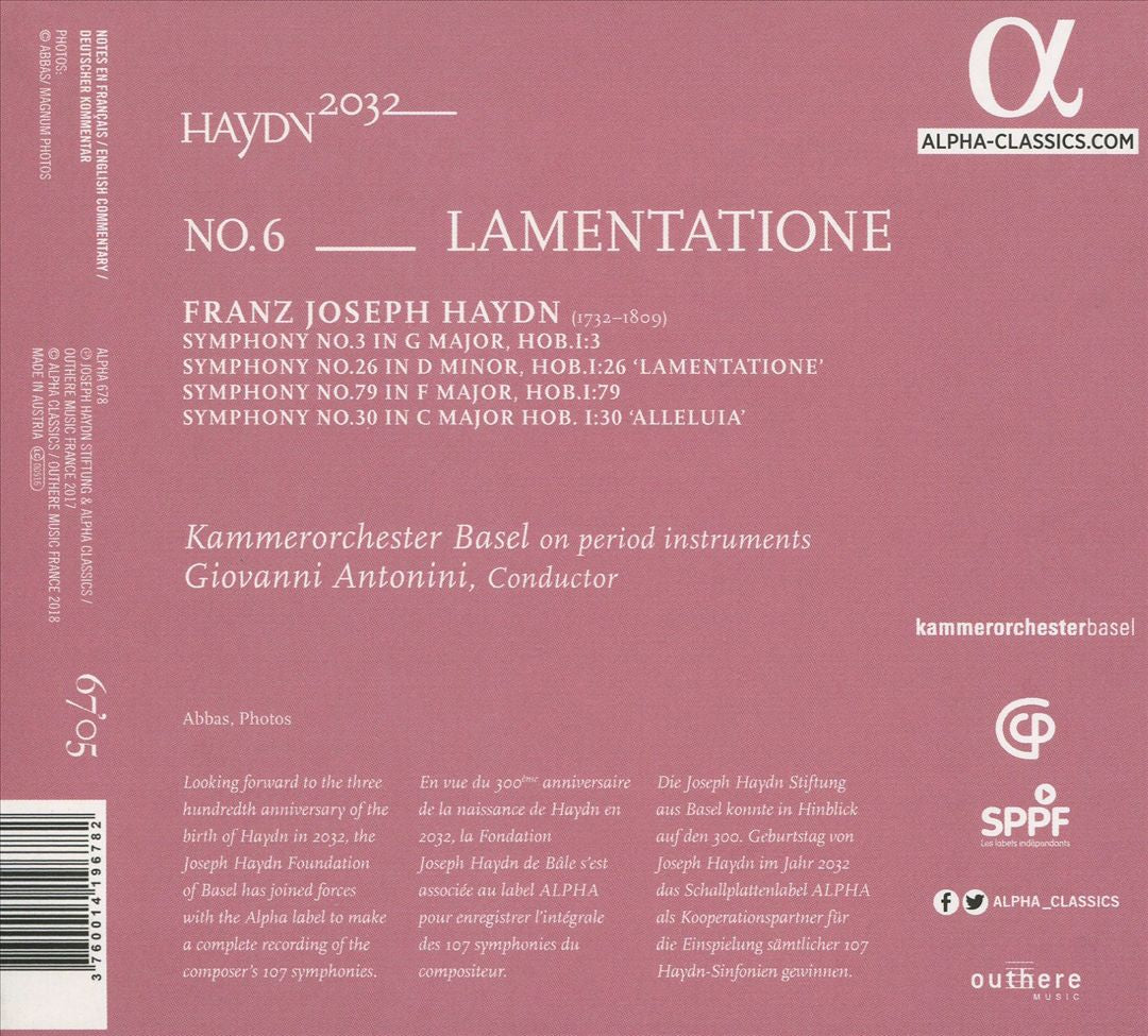 Haydn 2032, No. 6: Lamentatione  cover art