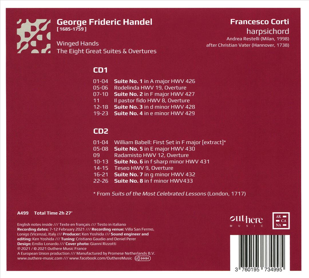 Winged Hands: George Frideric Handel - The Eight Great Suites & Overtures cover art