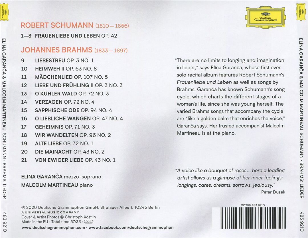 Schumann, Brahms: Lieder cover art