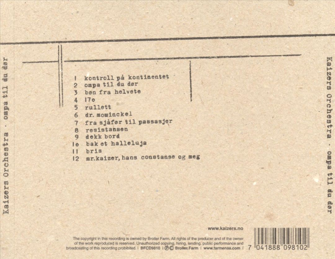 Ompa Til du Dør cover art