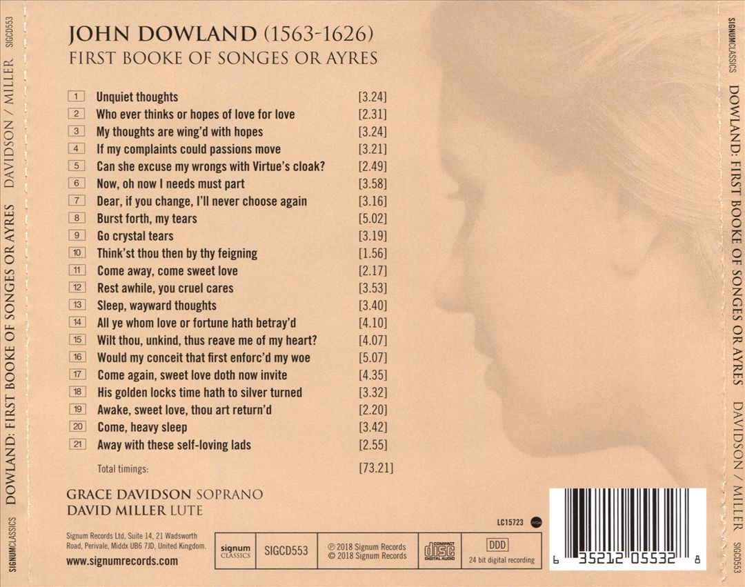 John Dowland: First Booke of Songes or Ayres cover art