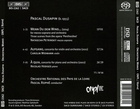 Pascal Dusapin: À Quia; Aufgang; Wen Du dem Wind... cover art