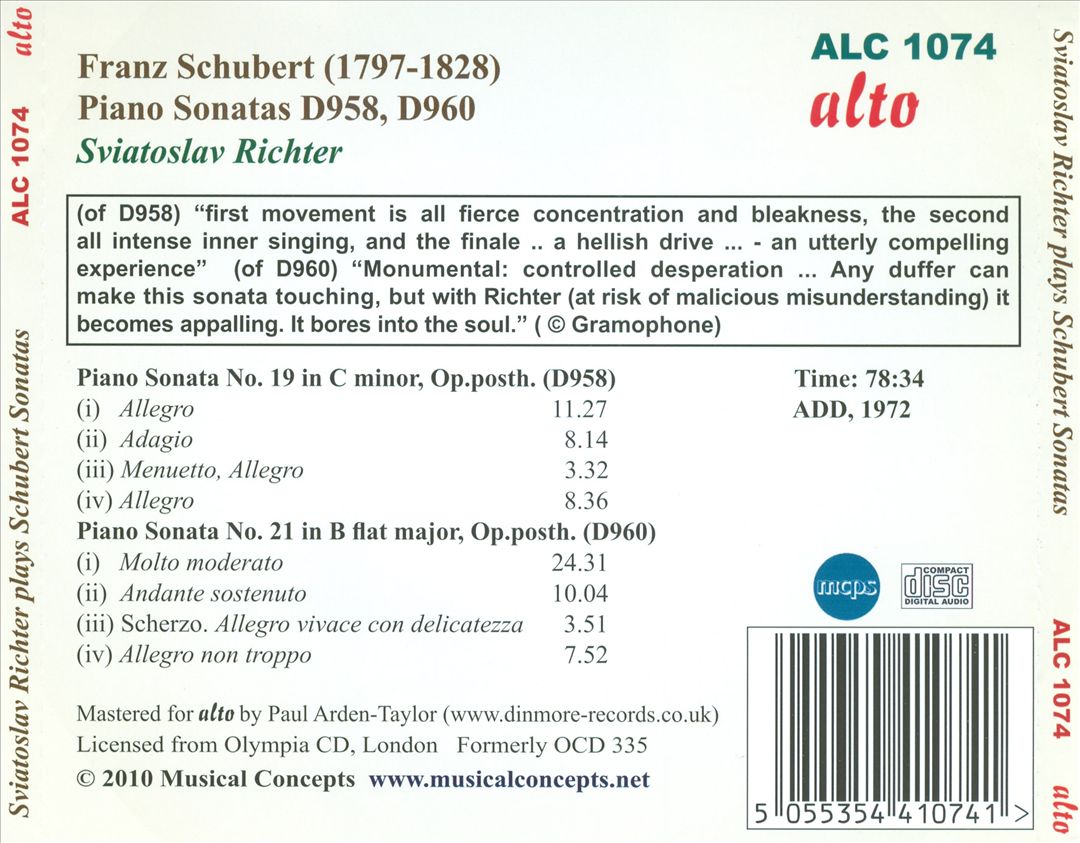 Schubert: Piano Sonatas D. 958, D. 960 cover art