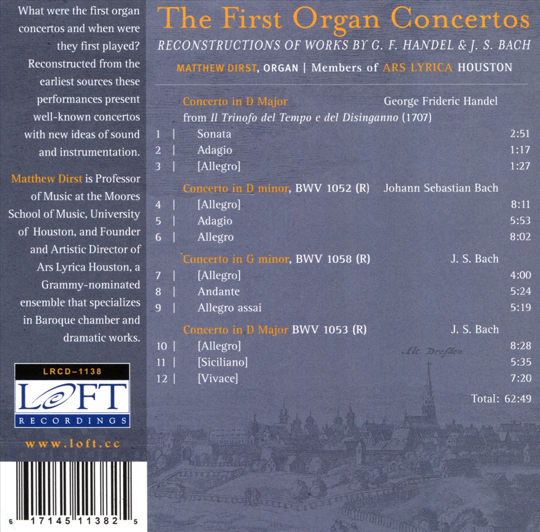 First Organ Concertos: Reconstructions of Works by G.F. Handel & J.S. Bach cover art
