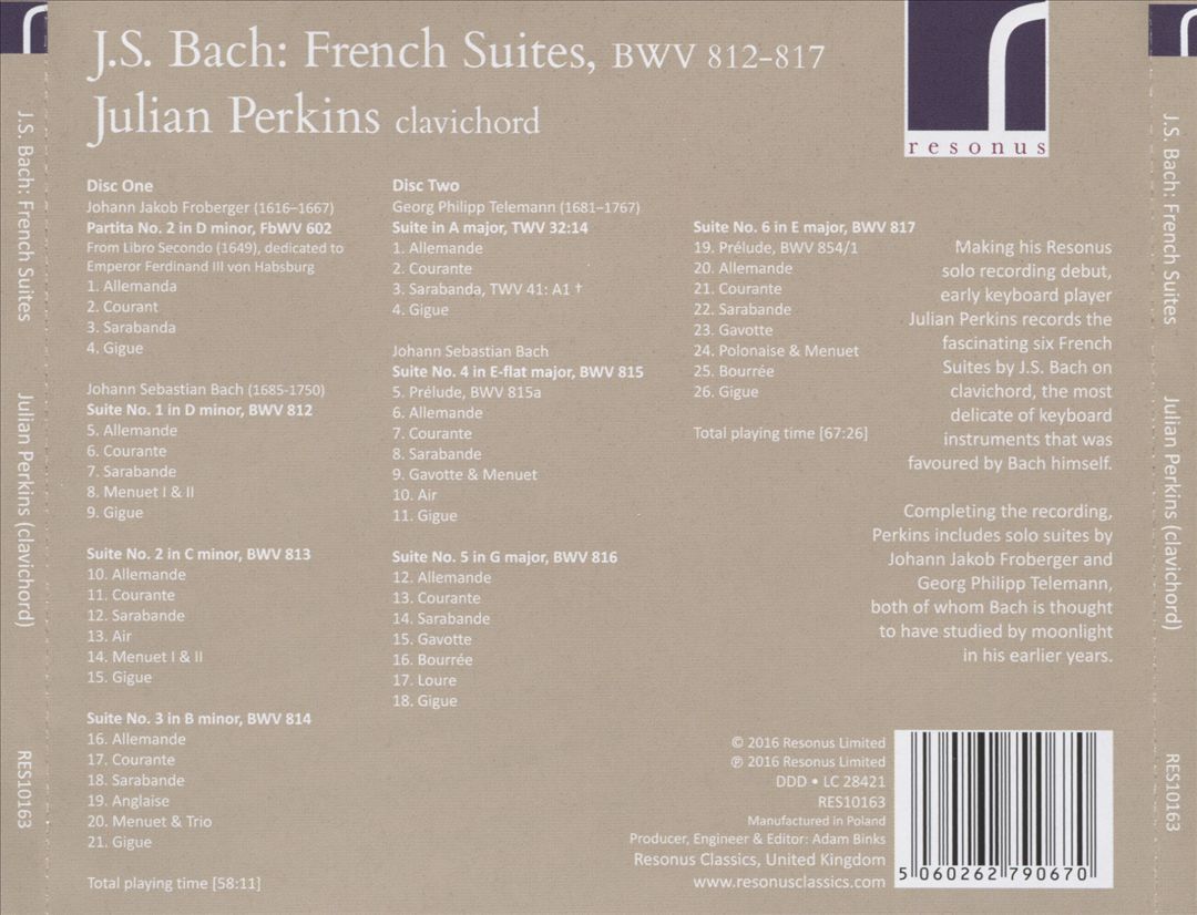 J.S. Bach: French Suites BWV 812-817 cover art