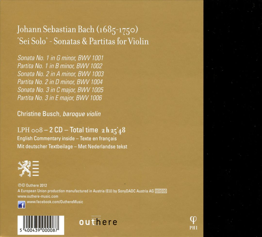 Bach: Sei Solo - Sonatas & Partitas for Violin cover art