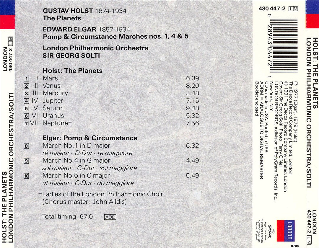 Gustav Holst: The Planets/Edward Elgar: Pomp & Circumstance Marches Nos. 1, 4 & 5 cover art