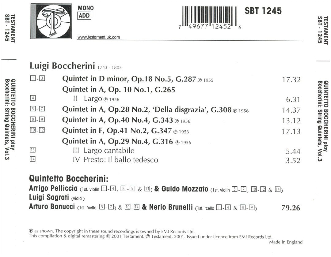 Boccherini Quintets, Vol. 3 cover art