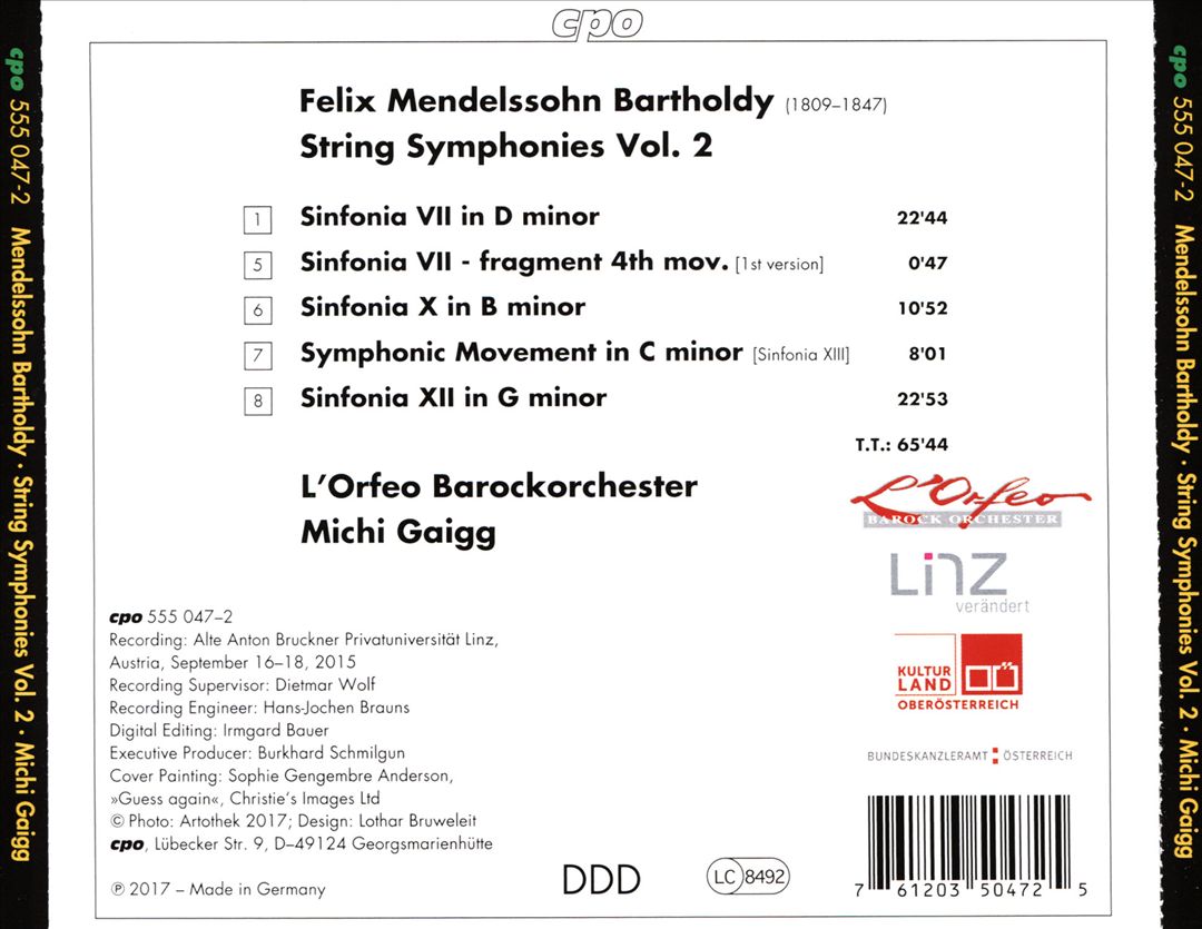 Felix Mendelssohn Bartholdy: String Symphonies Vol. 2 cover art