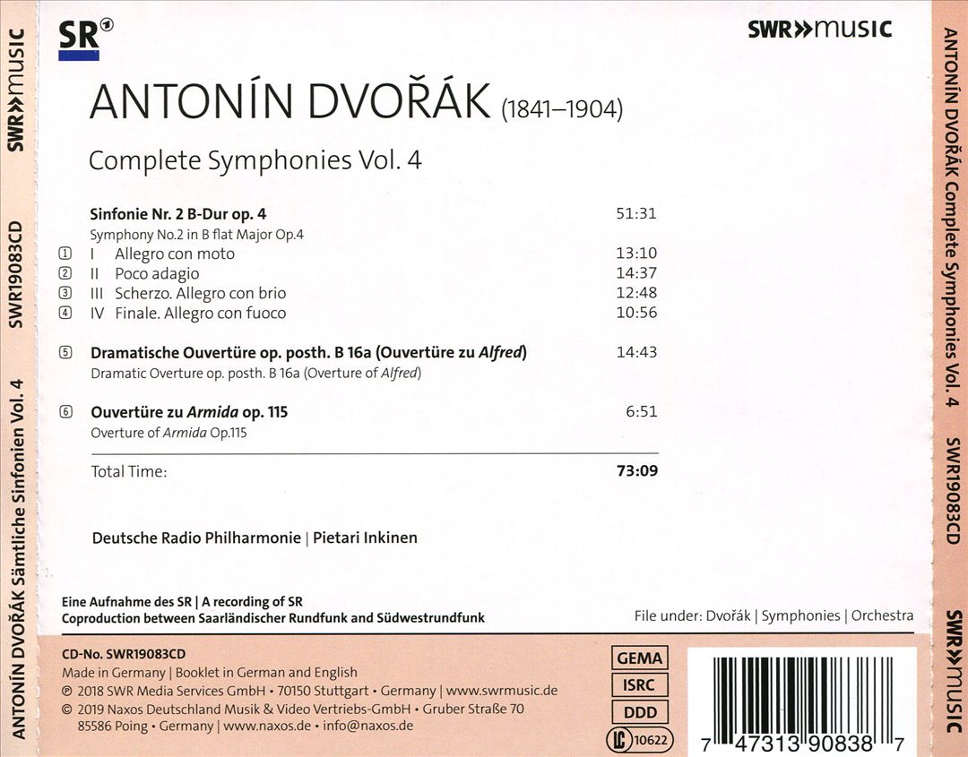 Antonín Dvorák: Symphony No. 2; Dramatic Overture; Overture to Armida cover art
