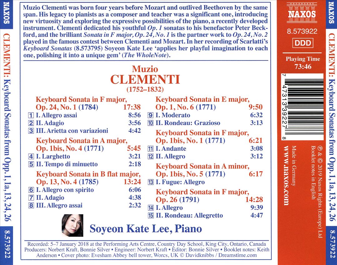 Clementi: Keyboards Sonatas Op. 1 No. 6; Op. 1a Nos. 1, 4, and 5; Op. 13 No. 4; Op. 24 No. 1; Op. 26 cover art