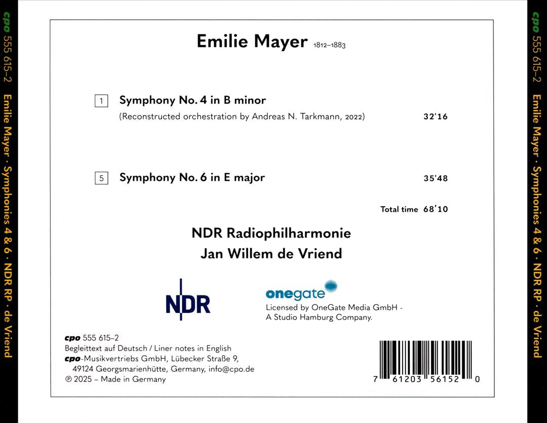 Emilie Mayer: Symphonies 4 & 6 cover art