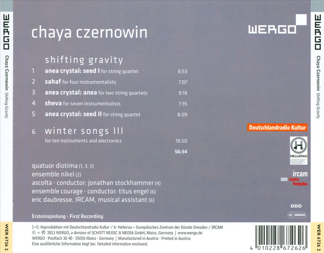 Chaya Czernowin: Shifting Gravity cover art
