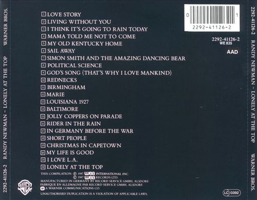 Lonely at the Top: The Best of Randy Newman cover art
