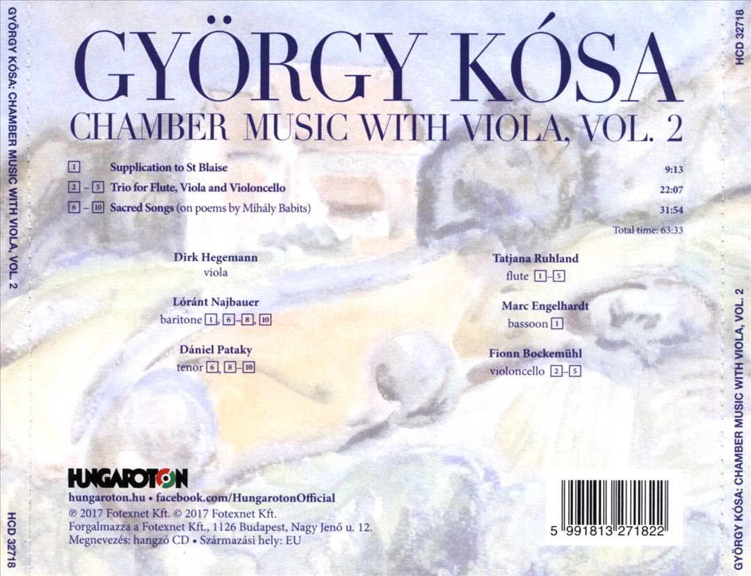György Kósa: Chamber Music with Viola, Vol. 2 cover art