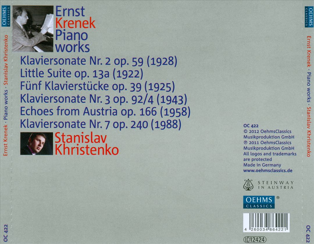 Ernst Krenek: Piano Works cover art