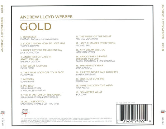 Andrew Lloyd Webber Gold: The Definitive Hit Singles Collection cover art