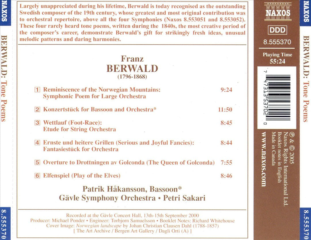 Franz Berwald: Tone Poems cover art