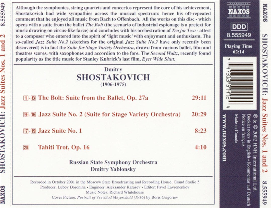 Shostakovich: Jazz Suites Nos. 1 & 2; The Bolt Suite; Tahiti Trot cover art