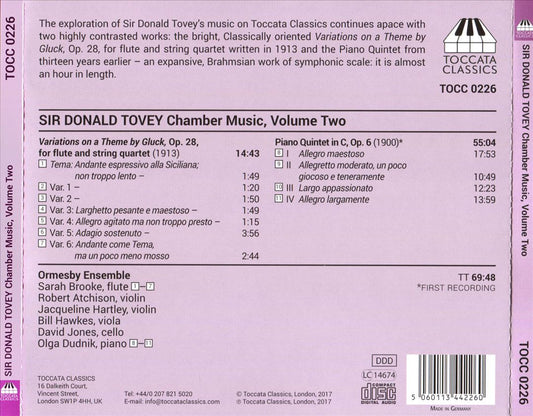 Sir Donald Tovey: Chamber Music, Vol. 2 cover art