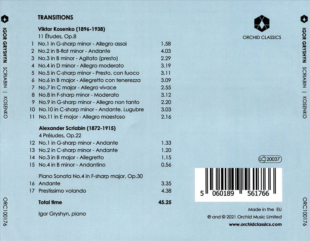 Transitions: Scriabin, Kosenko cover art