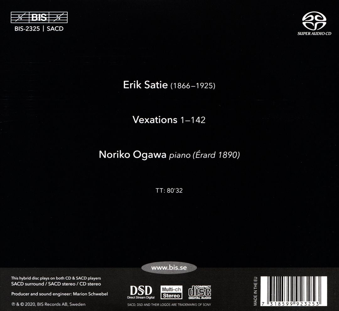 Noriko Ogawa plays Erik Satie, Vol. 3: Vexations cover art