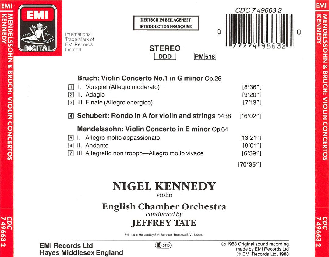 Mendelssohn: Violin Concerto; Bruch: Violin Concerto No. 1; Schubert: Rondo cover art