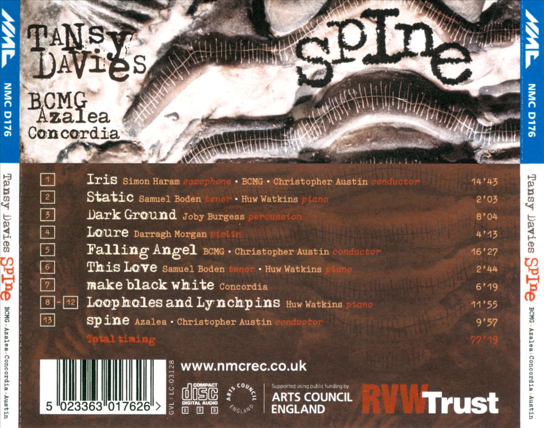 Tansy Davies: Spine cover art