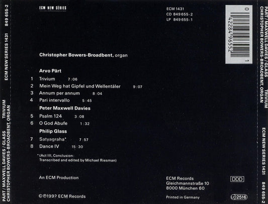 Arvo Pärt, Peter Maxwell Davies, Philip Glass: Trivium cover art