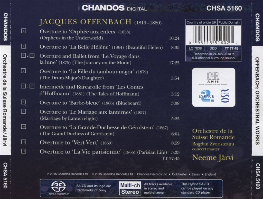 Neeme Järvi Conducts Offenbach cover art