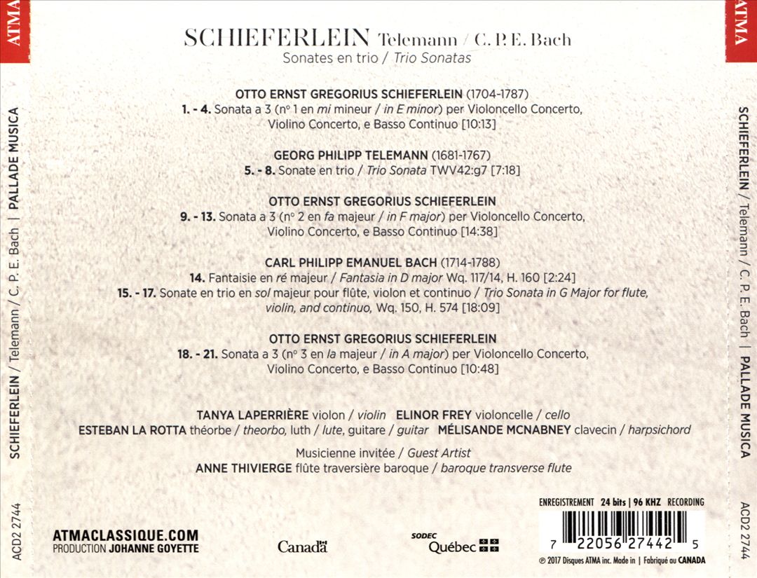 Schieferlein: Sonates en trio cover art