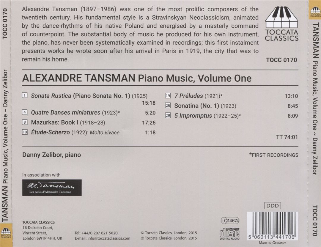 Alexandre Tansman: Piano Music, Vol. 1 cover art