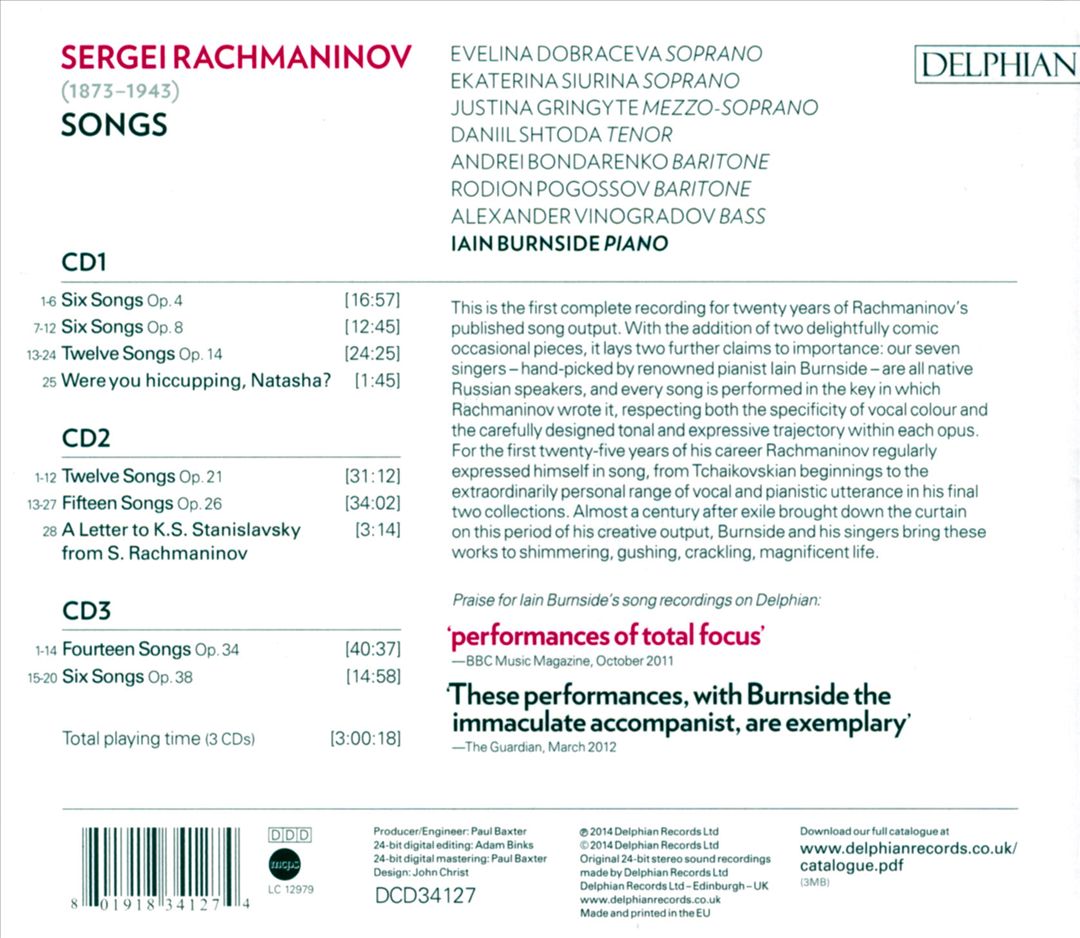 Rachmaninov: Songs cover art