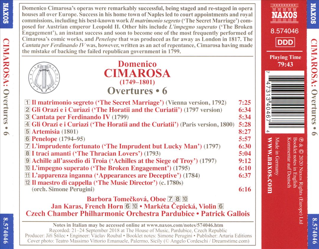 Cimarosa: Overtures, Vol. 6 cover art