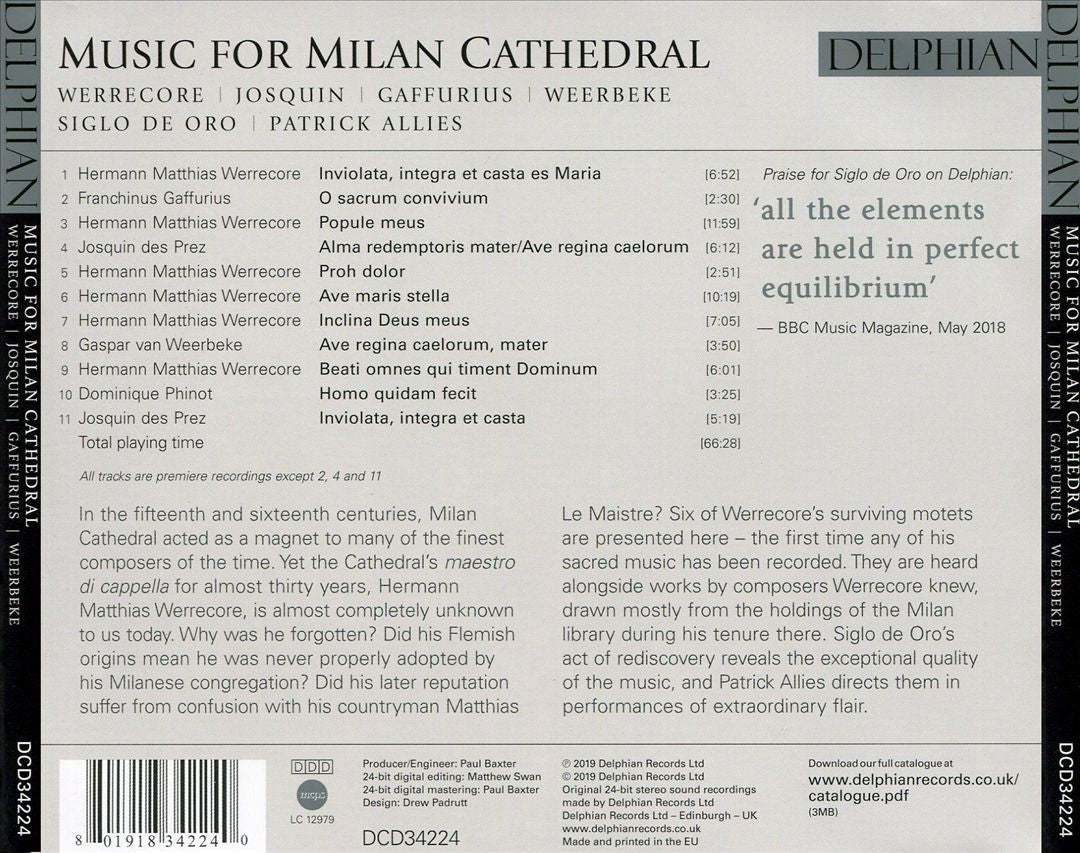 Music for Milan Cathedral cover art
