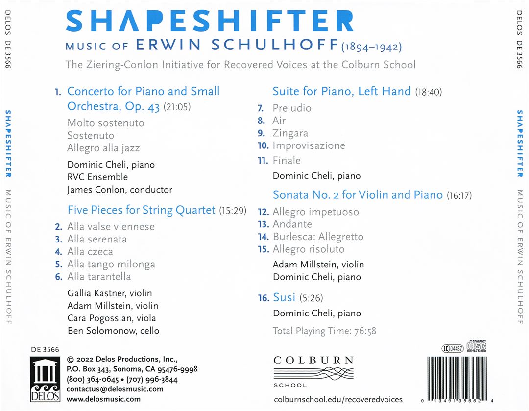 Shapeshifter: Music of Erwin Schulhoff cover art