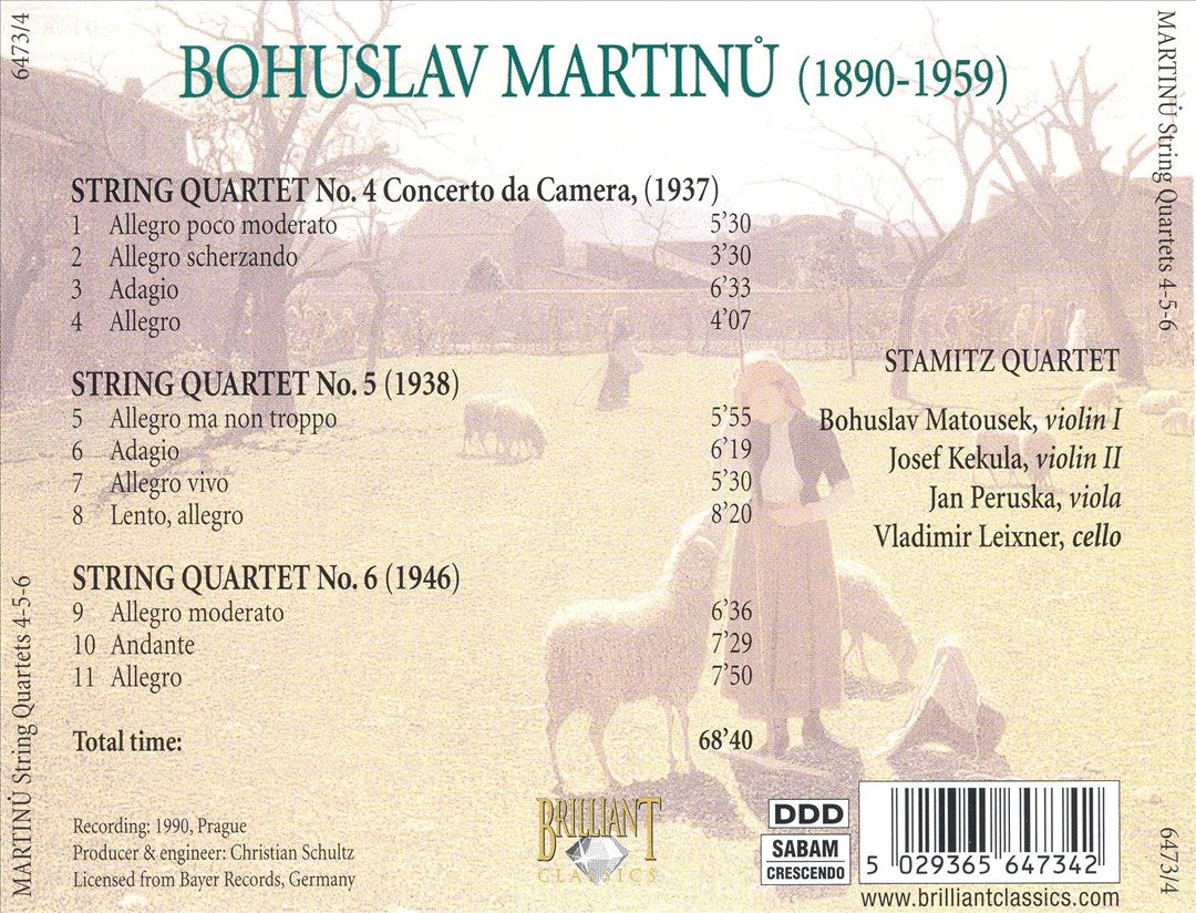 Martinu: String Quartets 4-5-6 cover art