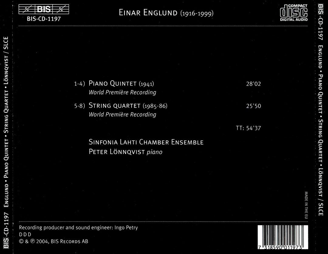 Einar Englund: Piano Quintet and String Quintet cover art
