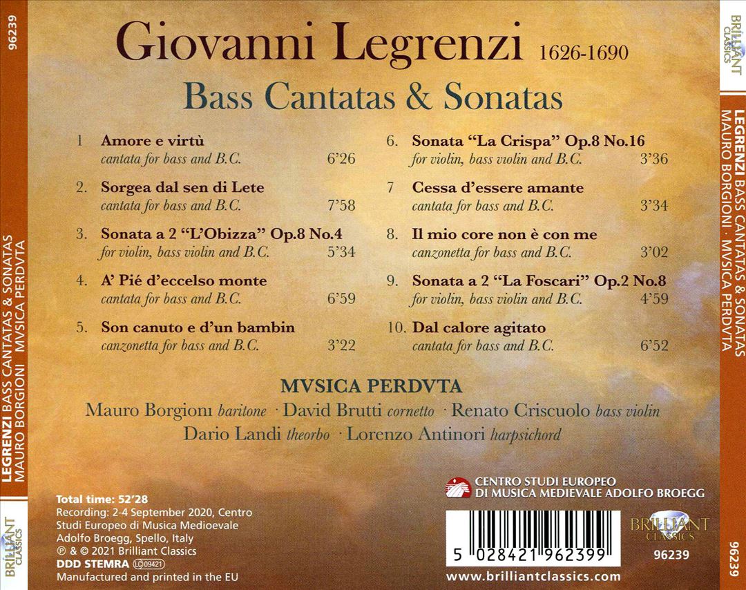 Legrenzi: Bass Cantatas & Sonatas cover art